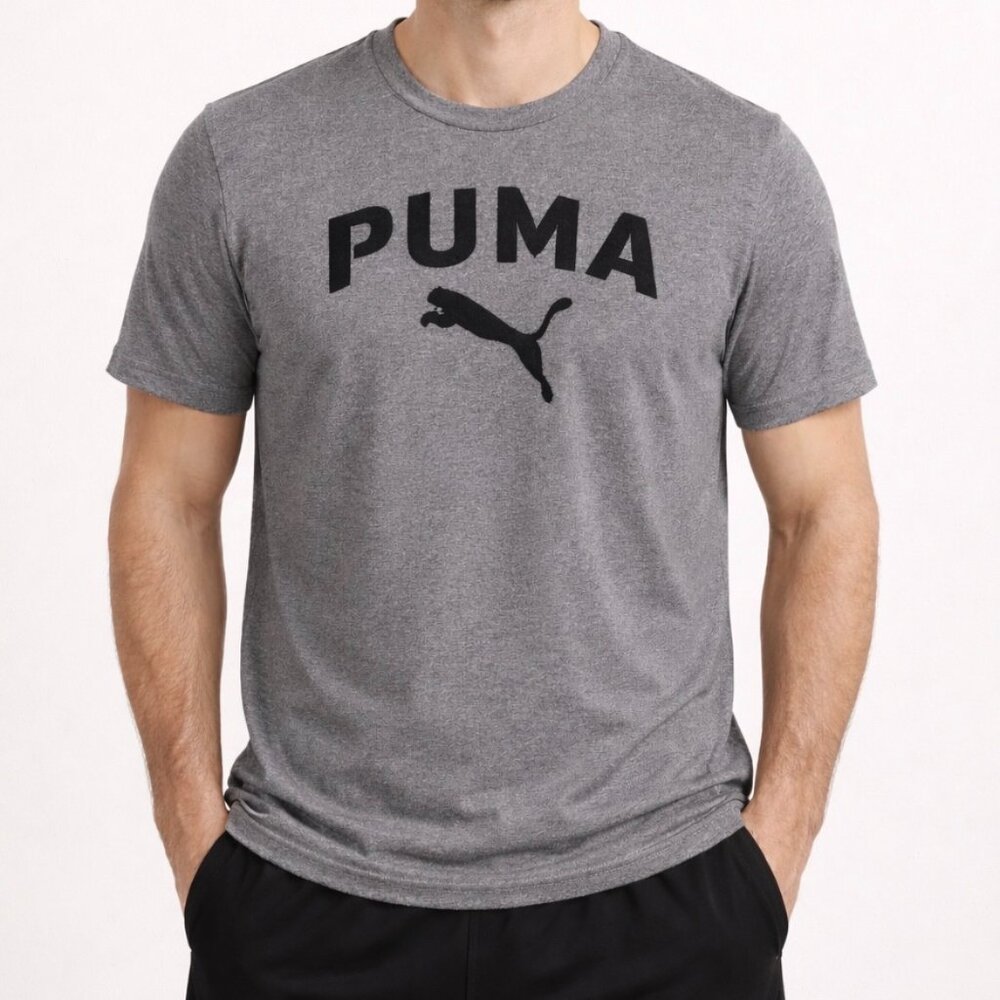 PUMA Men's Tee Shirt Raised Embroidered Logo Size XL 100% Cotton Grey